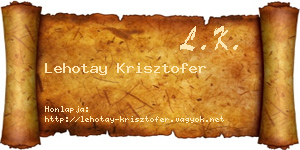 Lehotay Krisztofer névjegykártya